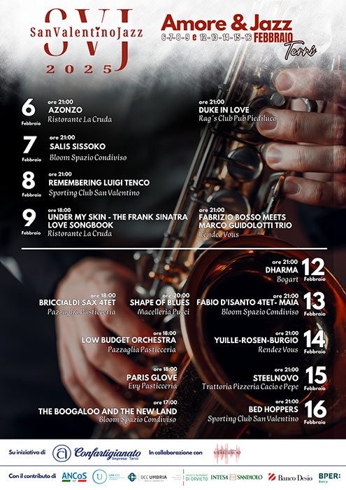 Locandina programma San Valentino Jazz Terni 2025